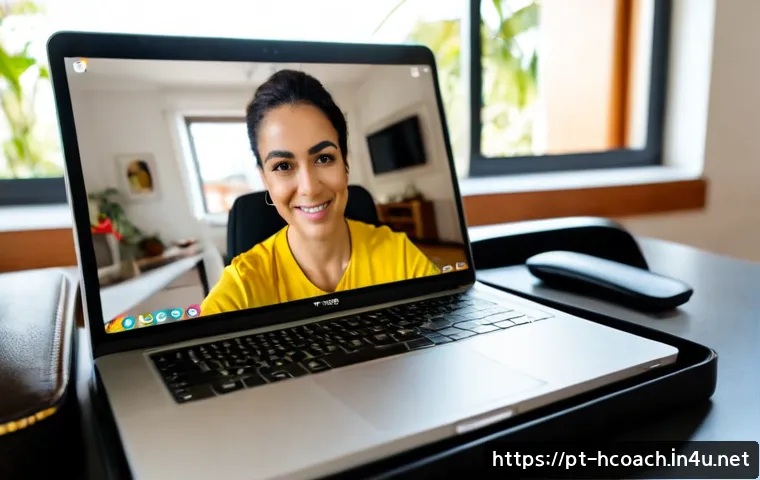 Home 17 건강코칭 해외 취업 가능성 - Photorealistic Brazilian health coach in smart casual professional attire conducting a virtual welln...